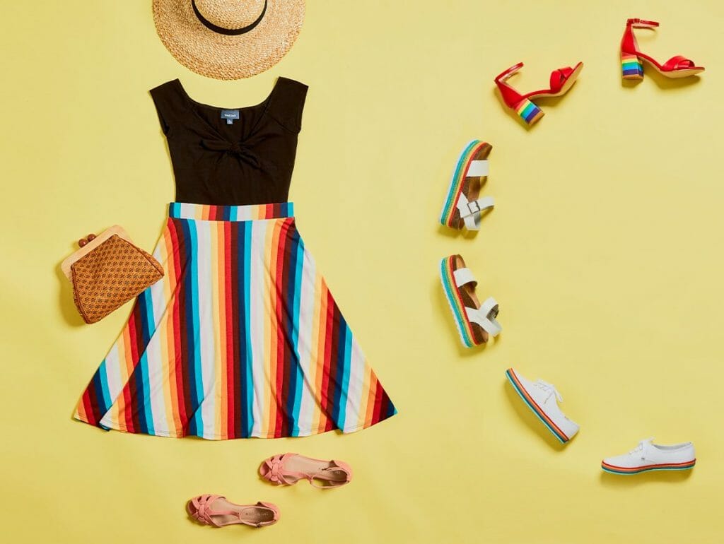 Rainbow skirt and rainbow sandals