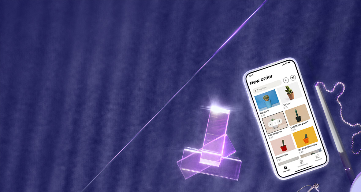 Image showing a phone on a purple background.