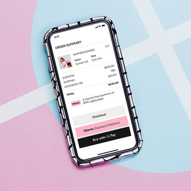 Image showing order summary and Klarna's Express checkout option