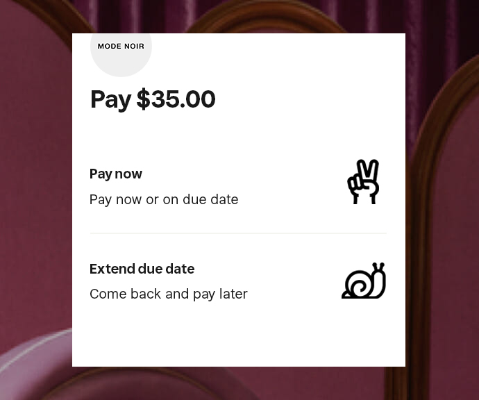 Image showing two payment options the customer has in the app 2