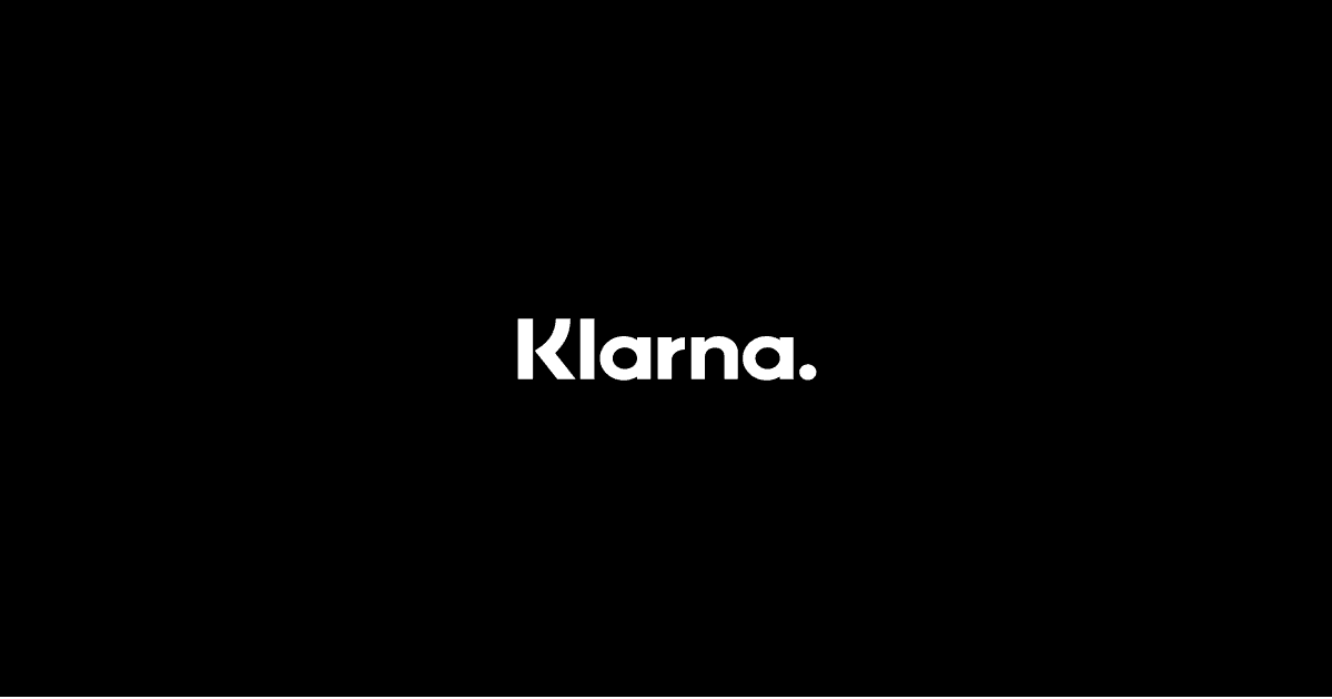 Klarna logo with a dark background