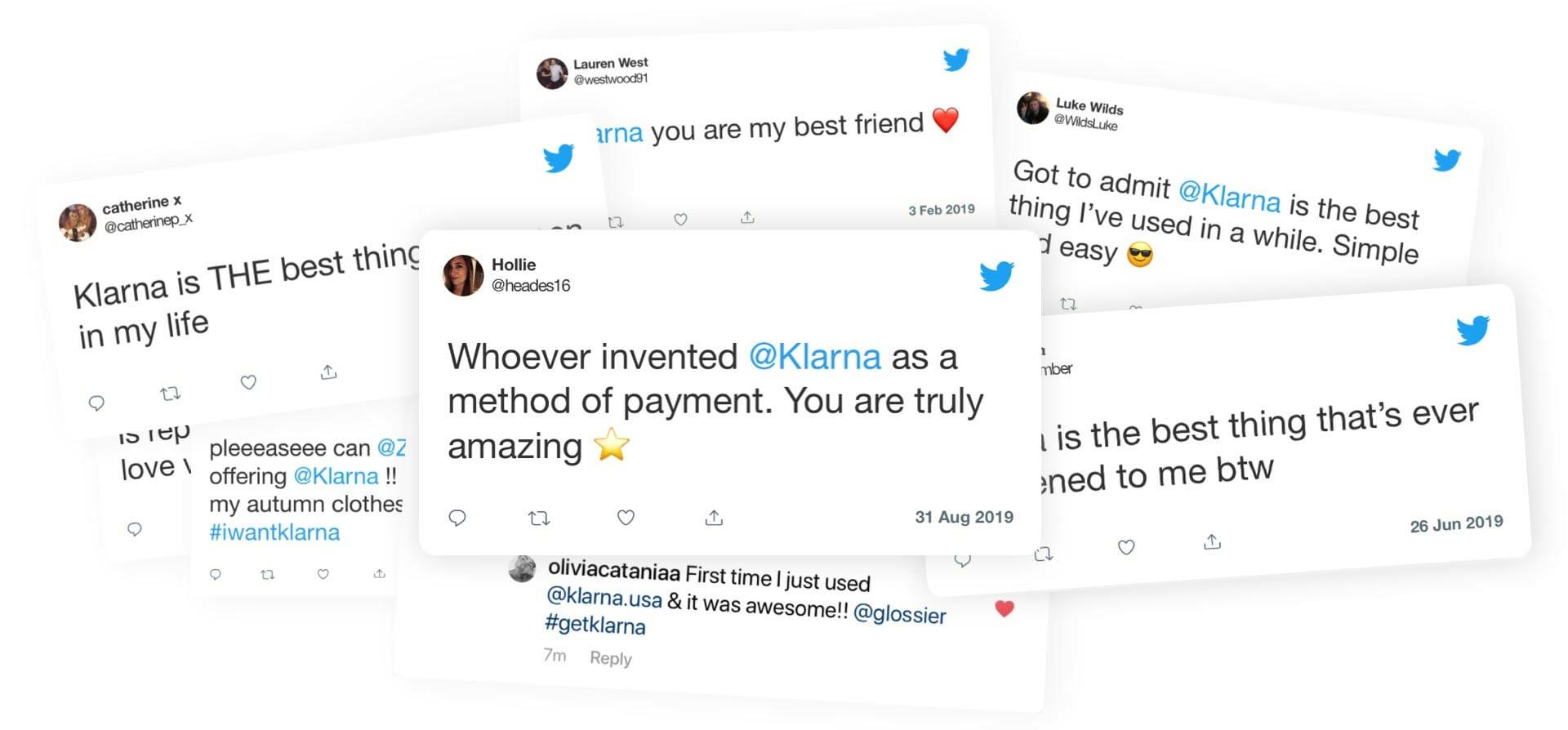 Collection of tweets from Klarna customers