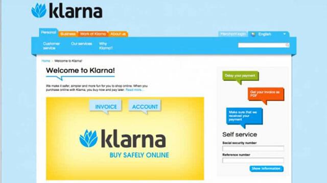 Screenshot of Klarrna homepage 2009