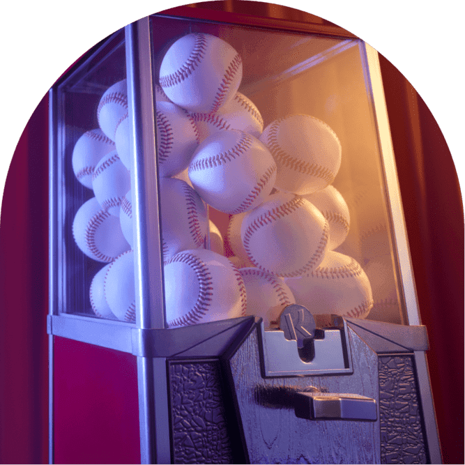 Vending machine with baseballs