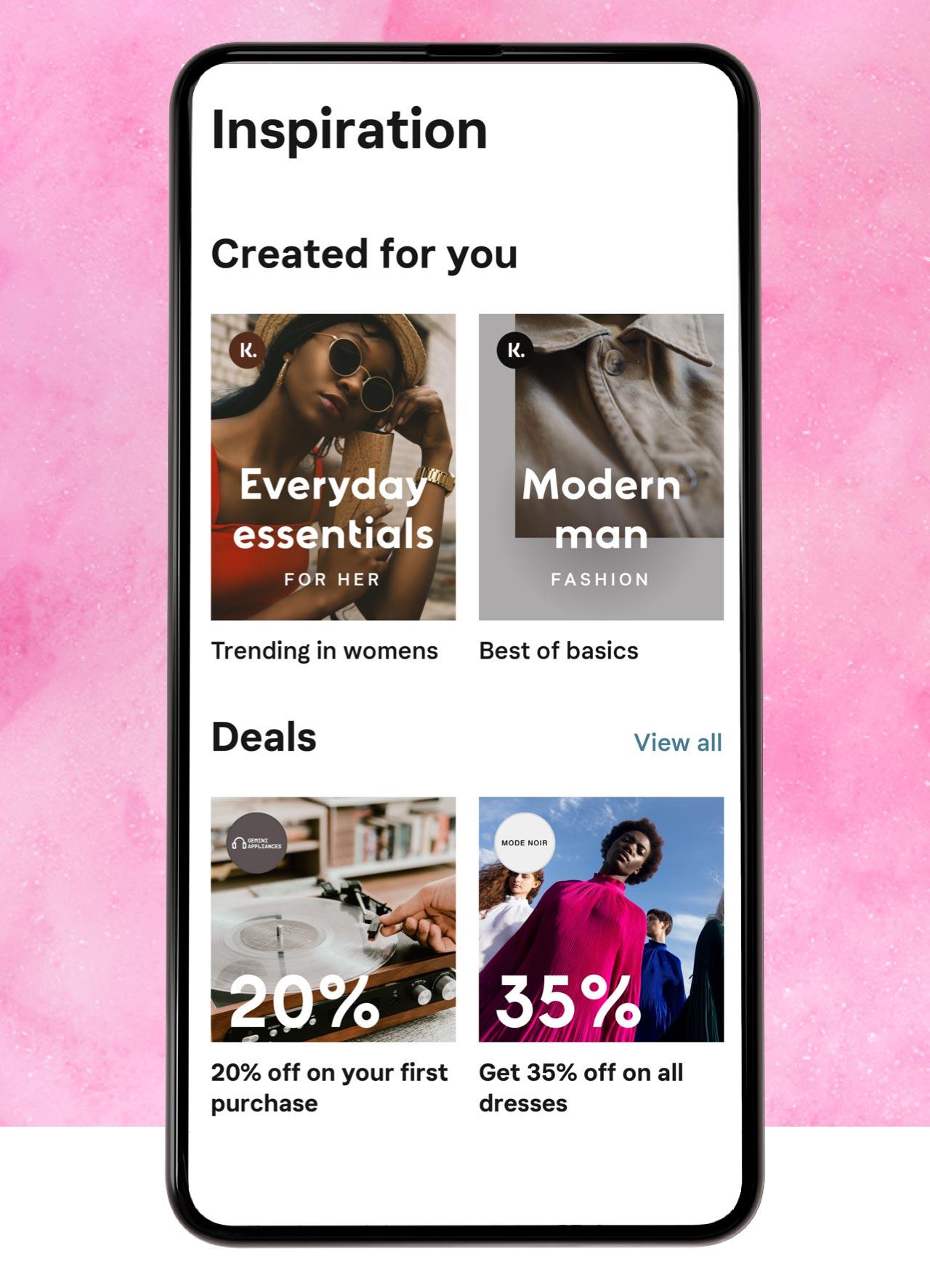 Shopping inspiration in the app