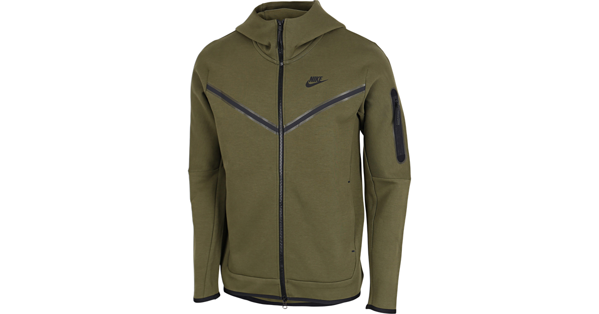 Nike Tech Fleece Full-Zip Hoodie - Rough Green/Black - Compare Prices ...