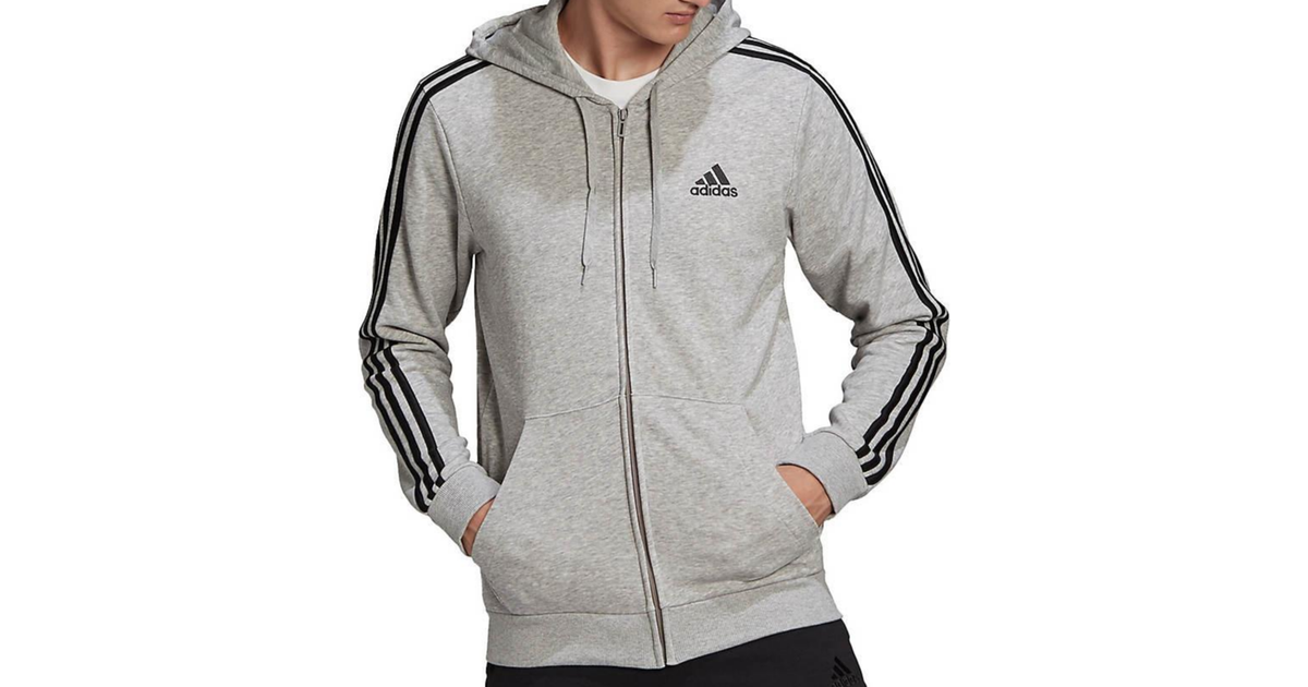 Adidas Essentials French Terry 3-Stripes Full-Zip Hoodie - Medium Grey ...