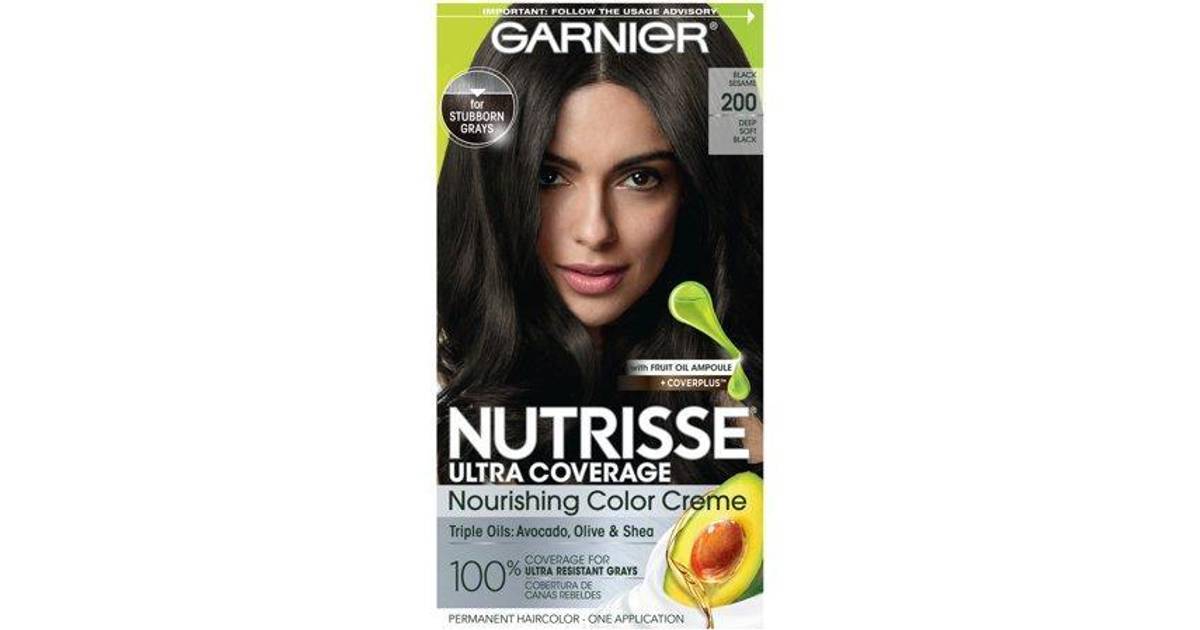 Garnier Nutrisse Ultra Coverage Hair Color, Deep Soft Black Hair Dye (Black Sesame) 200, Pack of 1 - wide 6