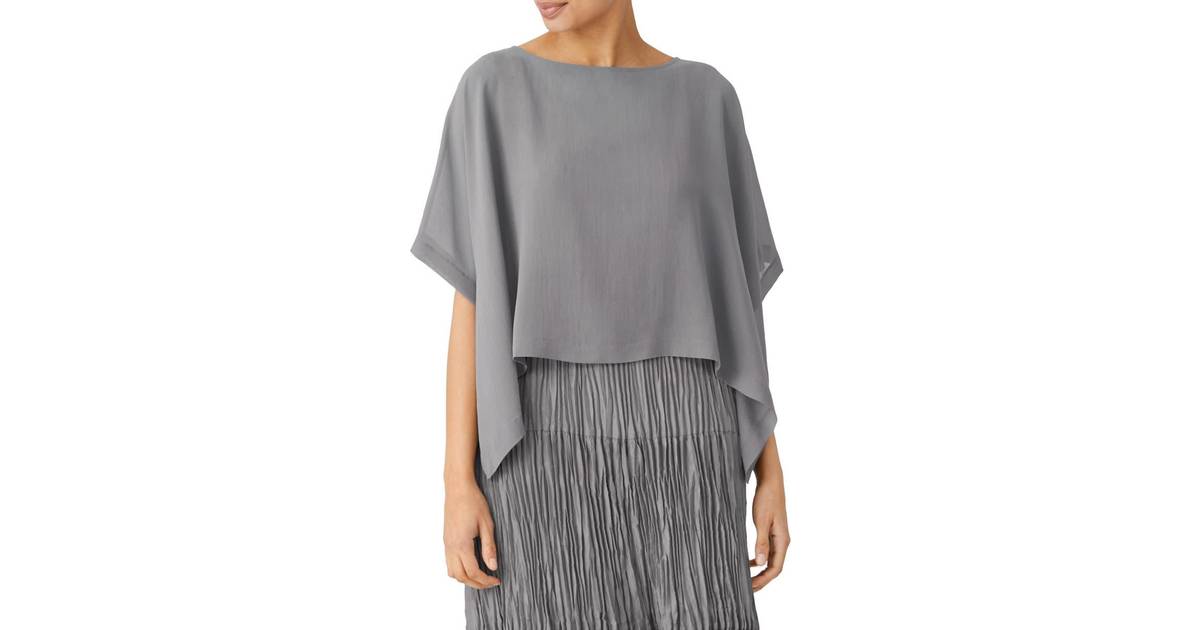 Nordstrom Women Clothing Jackets Ponchos & Capes Bateau Neck Silk Crop Poncho in Seaweed at Nordstrom 