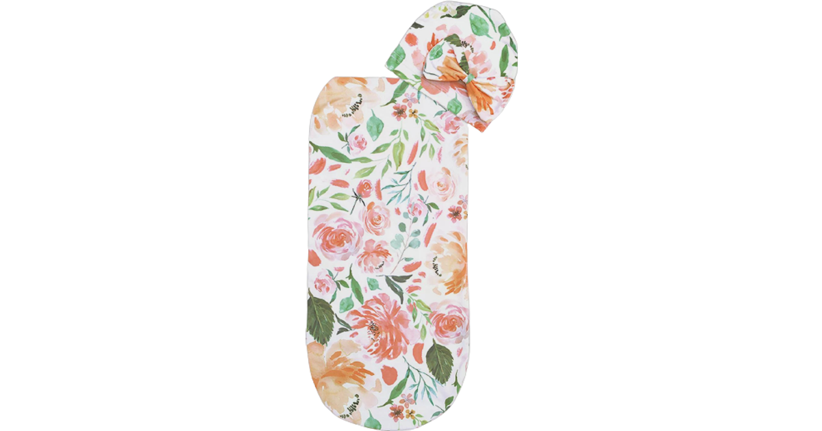 Itzy Ritzy Cutie Cocoon & Hat Set Peach Floral • Price
