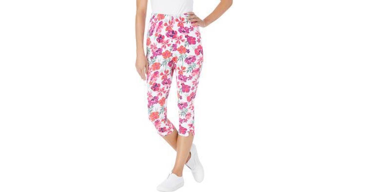 Woman Within Plus Women's Stretch Cotton Printed Capri Legging in Tropical  Flower (Size 6X) • Price »