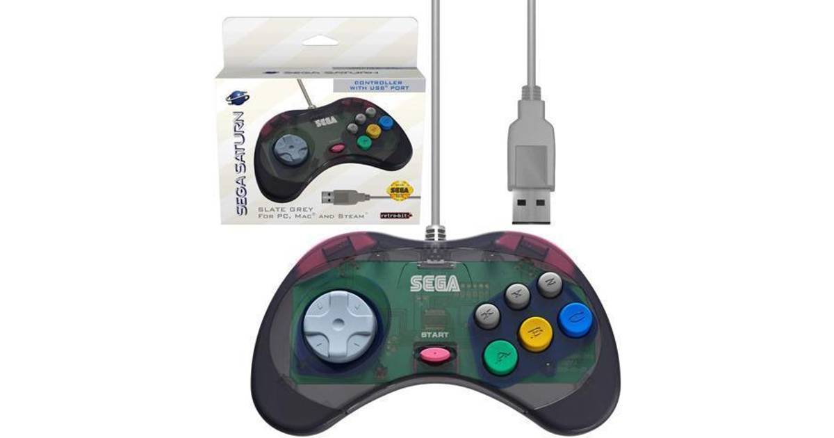 Retro-Bit Official Sega USB Controller Pad for PC, Mac, Steam, RetroPie, Raspberry Pi USB Port Slate Gray • Price