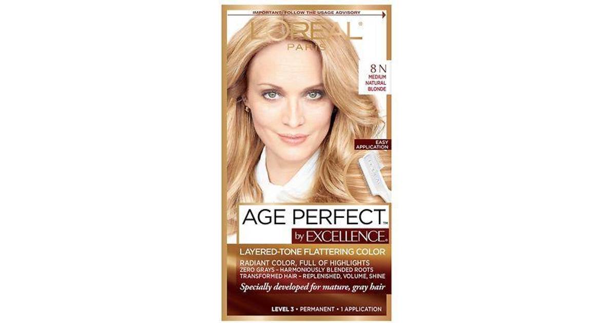 Oreal Paris Age Perfect Permanent Hair Color 8N Medium Natural Blonde 1 kit  • Price »