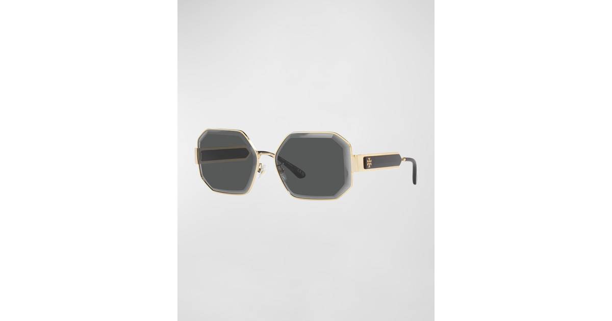 Tory Burch Kira Faceted Geometric Shiny Light Gold/Solid • Price »