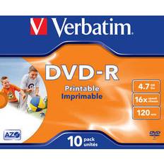 Verbatim Optisk lagring Verbatim DVD-R 4.7GB 16x Jewelcase 10-Pack Wide Inkjet