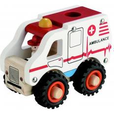 Magni Lekebiler Magni Wooden Ambulance with Rubber Wheels