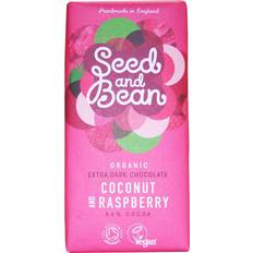 Vegetariansk Sjokolade Seed and Bean Organic Coconut & Raspberry Extra Dark Chocolate Bar 85g
