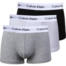 Grau Unterhosen Calvin Klein Cotton Stretch Low Rise Trunks 3-pack - Black/White/Grey Heather
