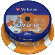 Optisk lagring Verbatim DVD-R 4.7GB 16x Spindle 25-Pack Wide Inkjet