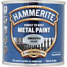 Hammerite Metal Paint Hammerite Direct to Rust Smooth Effect Metal Paint Silver 0.25L