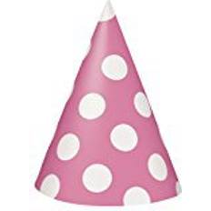 Unique Party Hats Polka Dot Party Pink 8-pack
