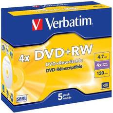 Verbatim Optisk lagring Verbatim DVD+RW 4.7GB 4x Jewelcase 5-Pack
