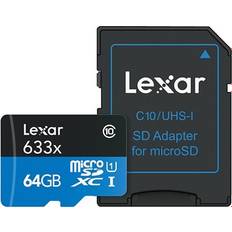 MicroSD Minnekort LEXAR High Performance microSDXC Class 10 UHS-I U1 633x 64GB