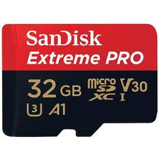32 GB Minnekort SanDisk Extreme Pro MicroSDHC Class 10 UHS-I U3 V30 A1 100/90MB/s 32GB +SD Adapter