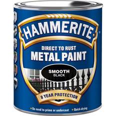 Metaller Maling Hammerite Direct to Rust Smooth Effect Metallmaling Svart 0.75L