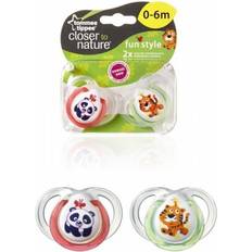 Tommee Tippee Schnuller Tommee Tippee Closer to Nature Fun Style Soothers 0-6m 2-pack