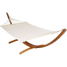 Tectake Hängematten tectake Double lounger hammock XXL with wooden frame for 2 persons