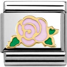 Nomination Composable Classic Link Pink Rose with Charm - Silver/Gold/Green/Pink