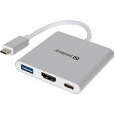 Usb 3.0 til hdmi adapter Capture- & TV-kort USB C - USB-C/HDMI/USB-A 3.0 Adapter M-F