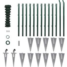 Chain-Link Fences vidaXL Chain-Link Fence Set with Posts Spike Anchors 31.5"x82ft