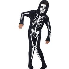 Smiffys Skeleton Costume Black All in One with Hood