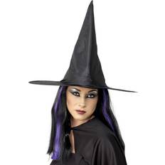 Hekser Hatter Smiffys Witch Hat Black Shiny