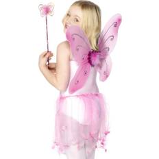 Eventyrfigurer Tilbehør Smiffys Butterfly Wings & Wand Pink