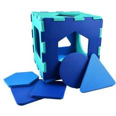 Gulvpuslespill på salg Magni Floor Puzzle in Foam w. Shapes Blue 6 Pieces