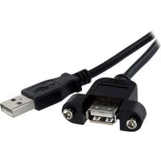 StarTech Panel Mount USB A-USB A 2.0 M-F 2ft