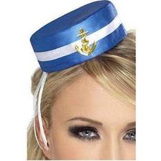 Damen Kopfbedeckungen Smiffys Pill Box Sailor Hat White