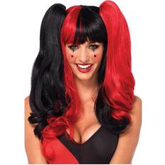 Halloween Lange parykker Leg Avenue Harlequin Wig Black/Red