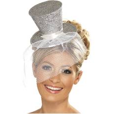 Tidstypiske Hodeplagg Smiffys Fever Mini Top Hat on Headband Silver