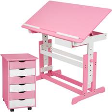 Rosa Schreibtische tectake Kids Desk + Filing Cabinet