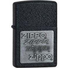 Zippo Windproof Black Crackle Silver Logo