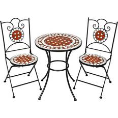 Faltbar Café-Sets tectake Mosaic garden furniture set 2 chairs + table Ø 60 cm
