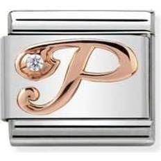 Nomination Composable Classic Link Letter P Charm - Silver/Rose Gold/White