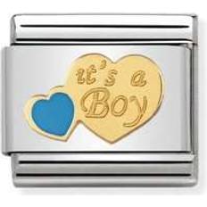 Nomination Composable Classic It's a Boy Link Stainless Steel/Gold/Enamel Charm (030242 40)