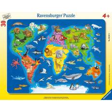 Klassische Puzzles reduziert Ravensburger World Map with Animals 30 Pieces