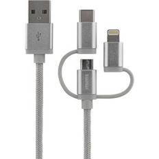 Deltaco Streetz USB A-USB Micro-B/Lightning/USB C 1m