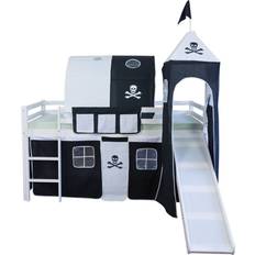 Homestyle4u Loftbed Slide Tower Tunnel Bag Curtain Pirate 90x200cm